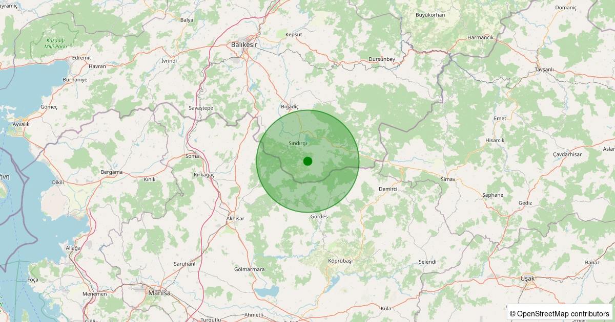 08 Kasım 2025 saat 23:20 - Sındırgı - Bayraklı - 1.70ml depreminin harita gösterimi