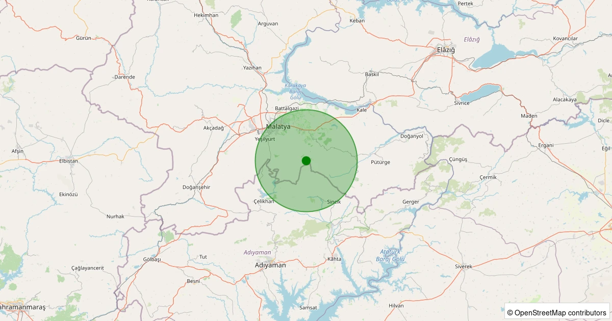 09 Kasım 2025 saat 02:31 - Battalgazi - Uluköy Köyü - 0.90ML depreminin harita gösterimi