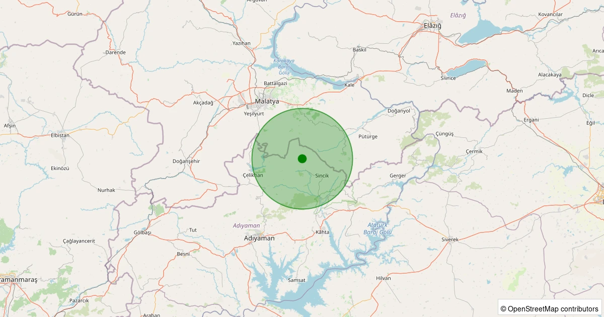 09 Kasım 2025 saat 03:40 - Sincik - Geçitli Köyü - 1.00ml depreminin harita gösterimi