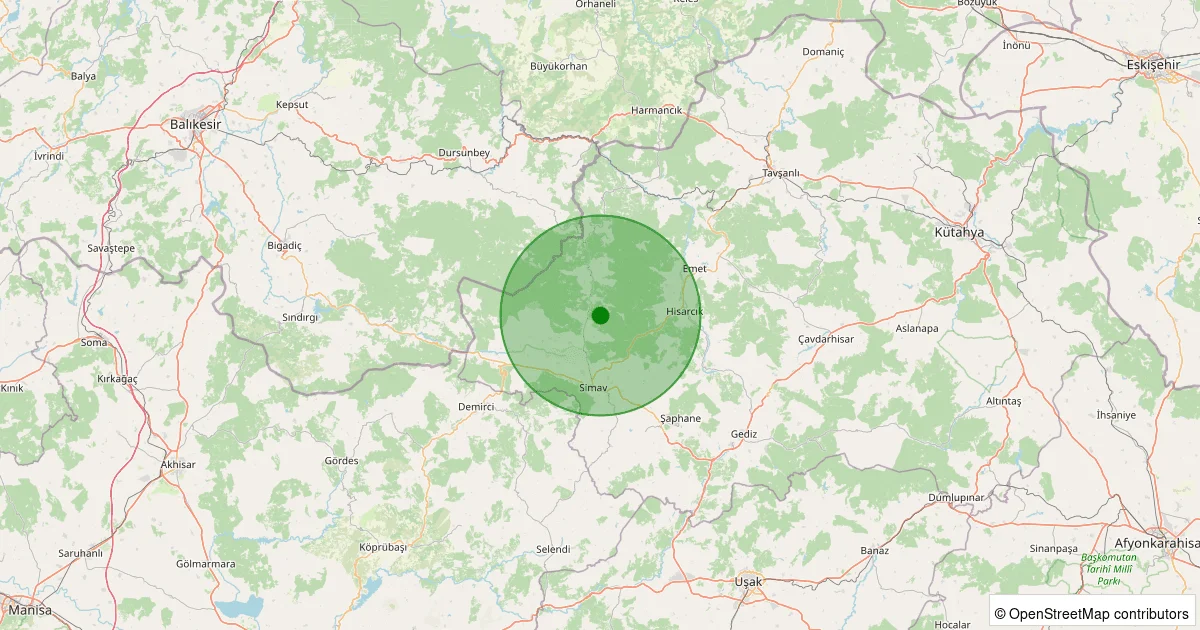 09 Ekim 2025 saat 07:37 - Simav - Yemişli Köyü - 1.00ML depreminin harita gösterimi