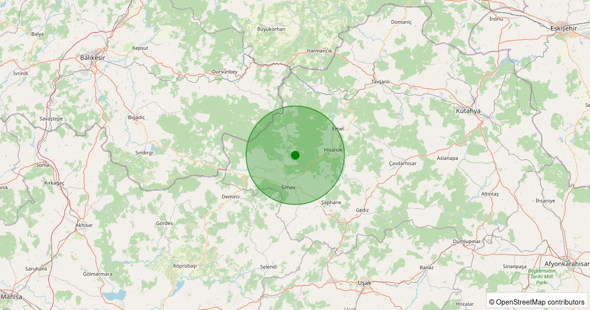 09 Ekim 2025 saat 07:31 - Simav - Yemişli Köyü - 0.50ml depreminin harita gösterimi