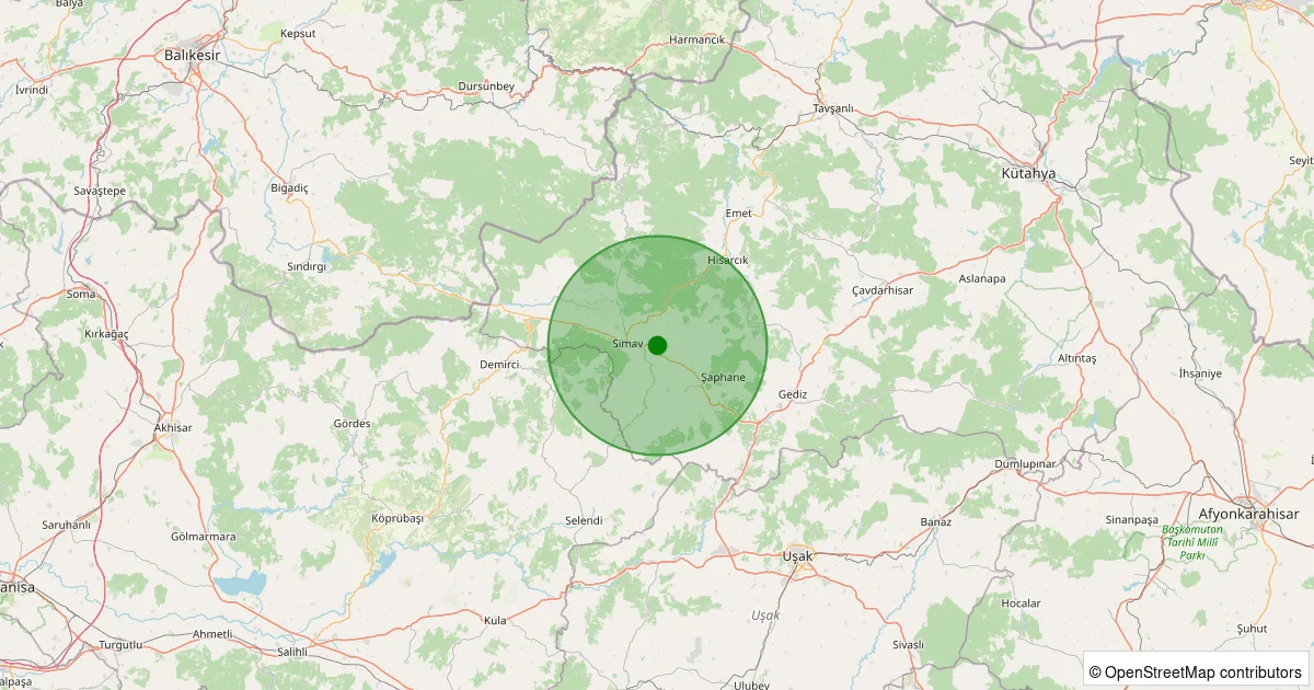 09 Ekim 2025 saat 08:08 - Simav - Kalkan Köyü - 1.60ml depreminin harita gösterimi