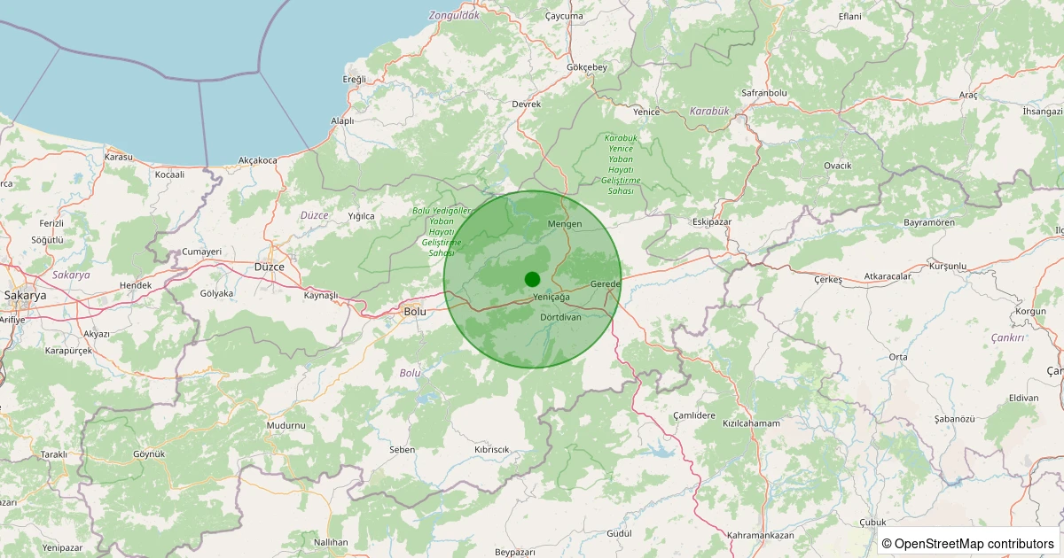 09 Kasım 2025 saat 07:27 - Yeniçağa - Kındıra Köyü - 1.70ml depreminin harita gösterimi