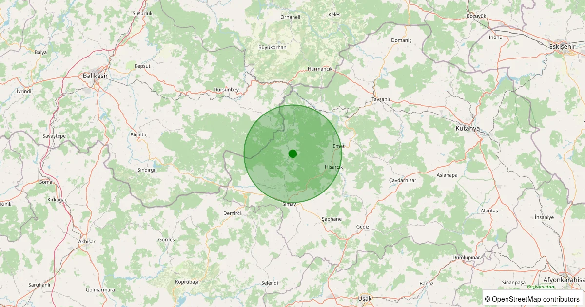 09 Ekim 2025 saat 08:58 - Simav - Eğdemir Köyü - 0.70ML depreminin harita gösterimi