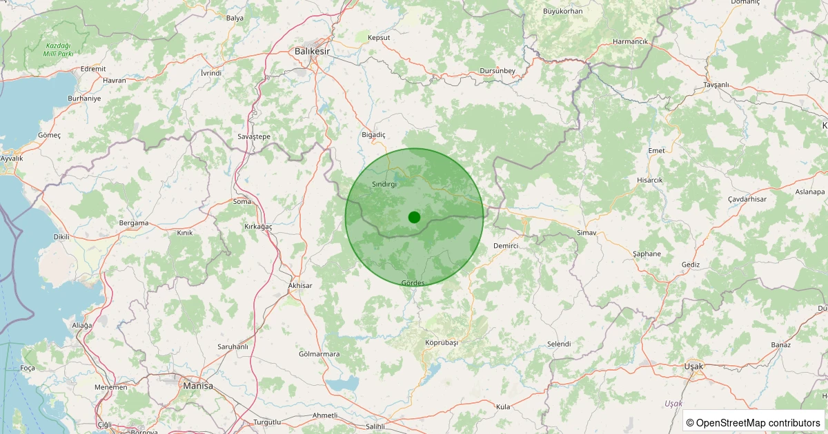09 Kasım 2025 saat 09:40 - Sındırgı - Yüreğil/Merkez - 1.60ml depreminin harita gösterimi