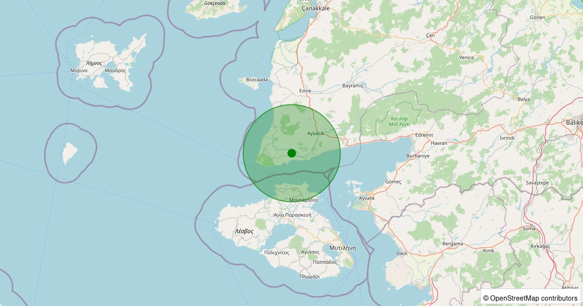 09 Kasım 2025 saat 11:20 - Ayvacık - Tamış Köyü - 2.20ml depreminin harita gösterimi