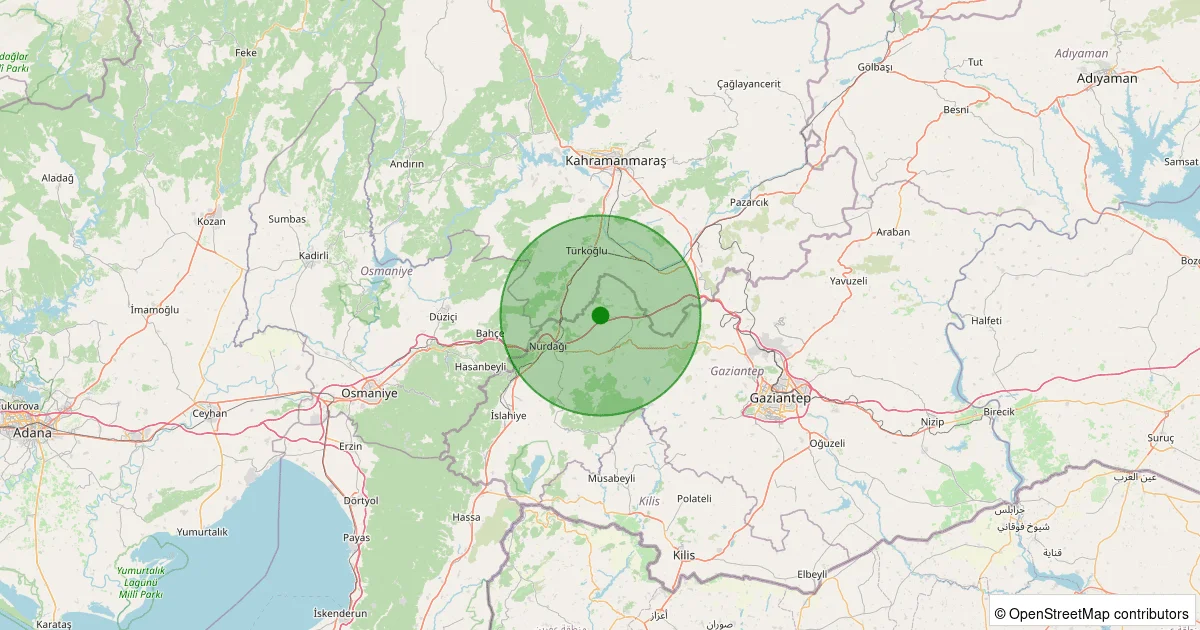 09 Ekim 2025 saat 10:06 - Nurdağı - Noğaylar - 2.10ml depreminin harita gösterimi