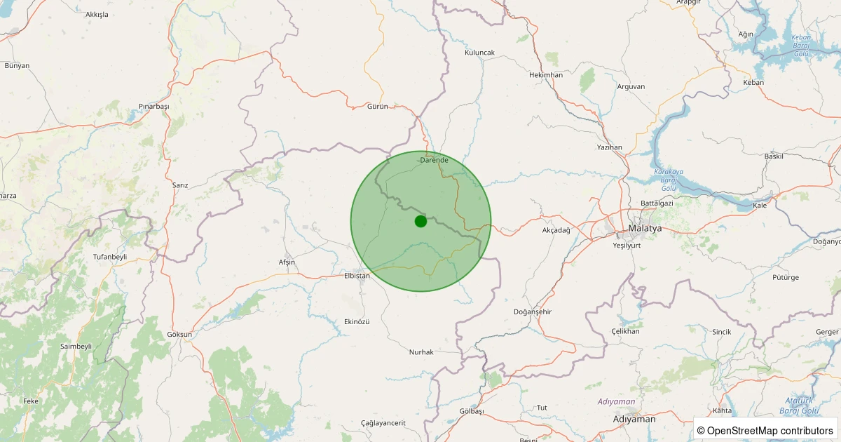 09 Kasım 2025 saat 12:00 - Elbistan - Yalıntaş Köyü - 1.80ml depreminin harita gösterimi