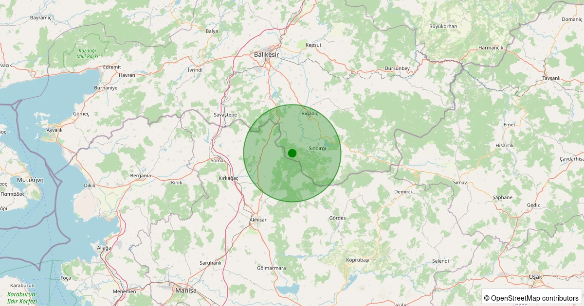 09 Kasım 2025 saat 12:02 - Sındırgı - Şahinkaya - 1.40ML depreminin harita gösterimi