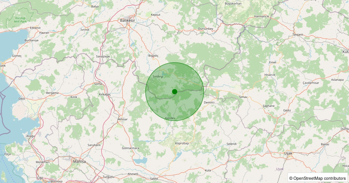 09 Kasım 2025 saat 13:33 - Sındırgı - Küçükdağdere - 1.50ml depreminin harita gösterimi