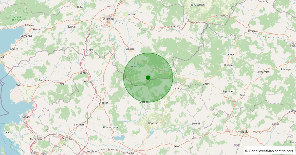 09 Kasım 2025 saat 13:33 - Sındırgı - Küçükdağdere - 1.40ml depreminin harita gösterimi