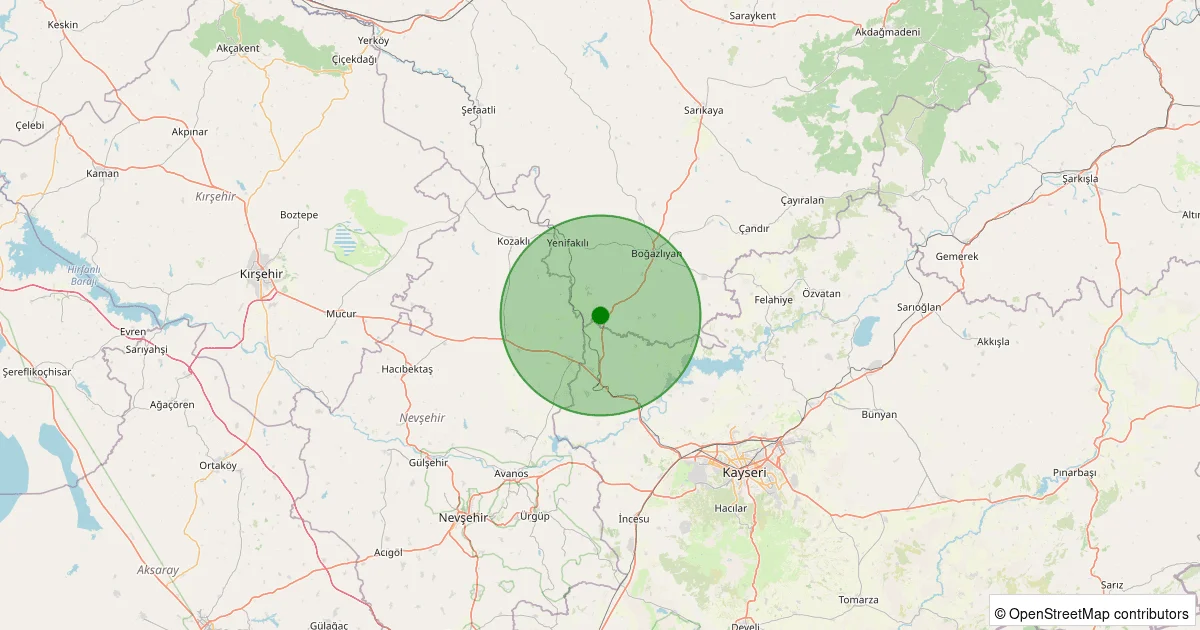 09 Ekim 2025 saat 10:01 - Boğazlıyan - Özler-Fetih Köyü - 0.90ML depreminin harita gösterimi