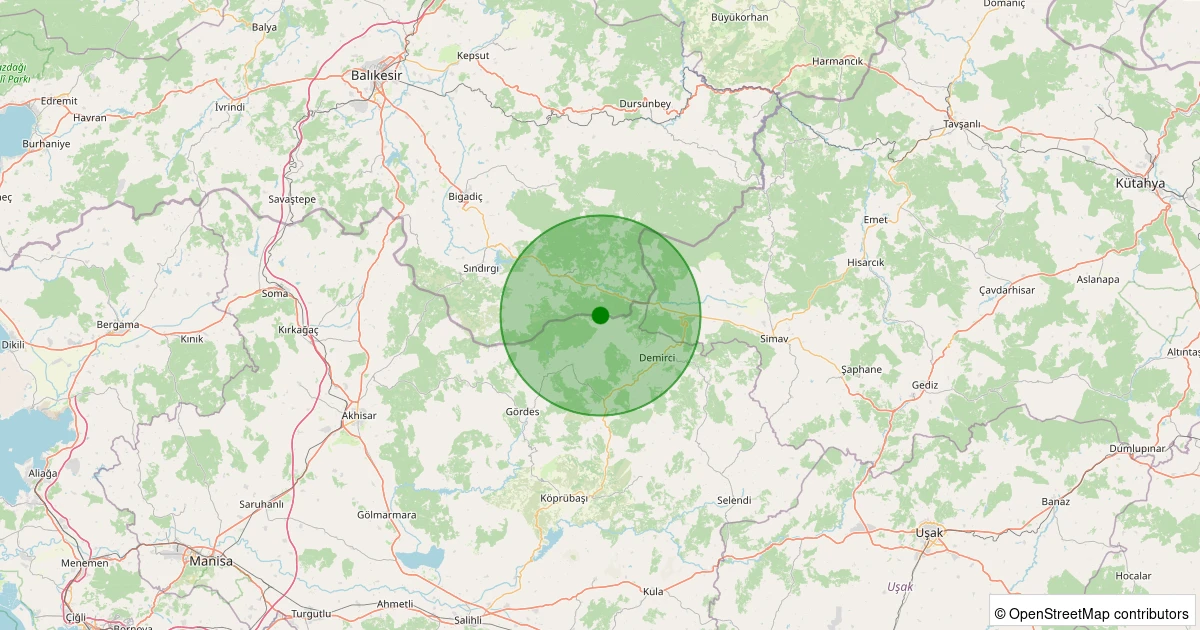 09 Kasım 2025 saat 14:40 - Sındırgı - 1.60ml depreminin harita gösterimi
