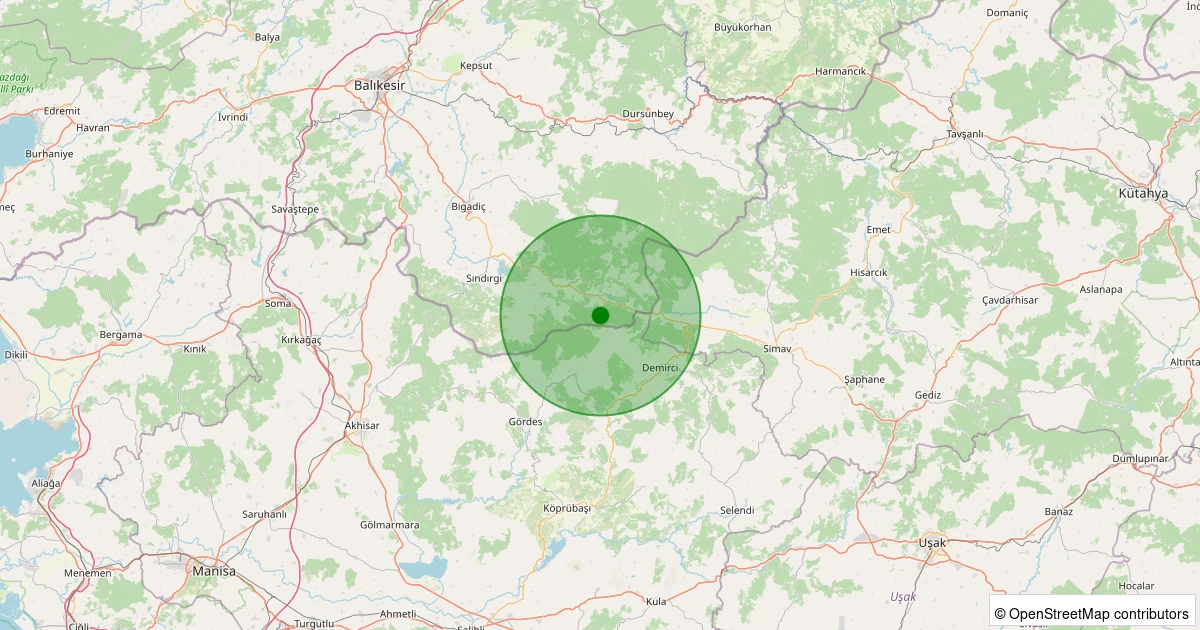 09 Kasım 2025 saat 14:40 - Sındırgı - Bulak - 1.40ML depreminin harita gösterimi