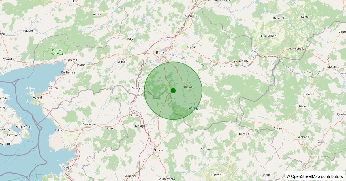 09 Kasım 2025 saat 15:41 - Bigadiç - Hamidiye - 1.90ml depreminin harita gösterimi