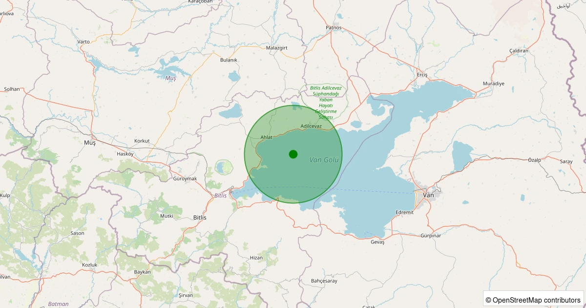 09 Kasım 2025 saat 16:38 - Tatvan - 2.50ml depreminin harita gösterimi