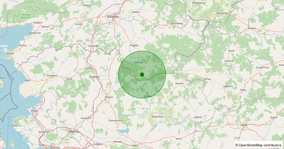 09 Kasım 2025 saat 16:23 - Sındırgı - Kınık - 1.00ml depreminin harita gösterimi