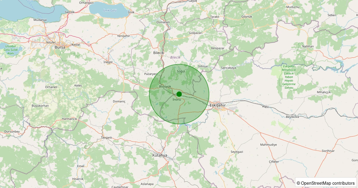 09 Kasım 2025 saat 16:03 - İnönü - İsmetpaşa - 1.40ml depreminin harita gösterimi