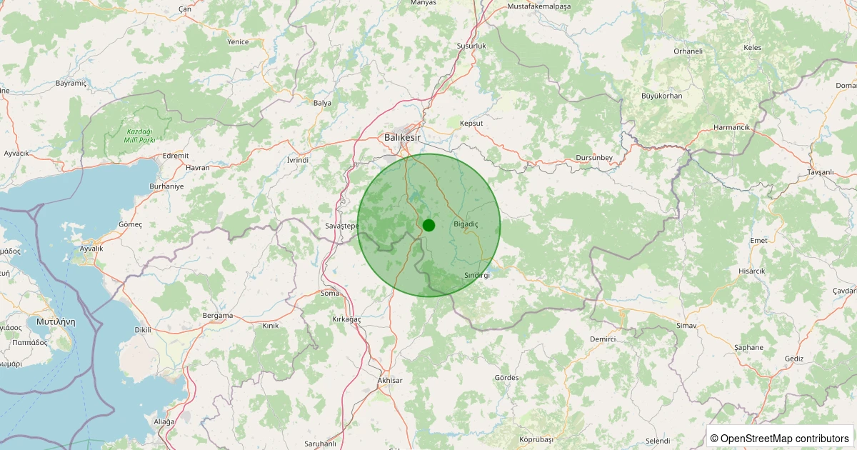 09 Kasım 2025 saat 17:26 - Bigadiç - Çayüstü - 2.50ml depreminin harita gösterimi