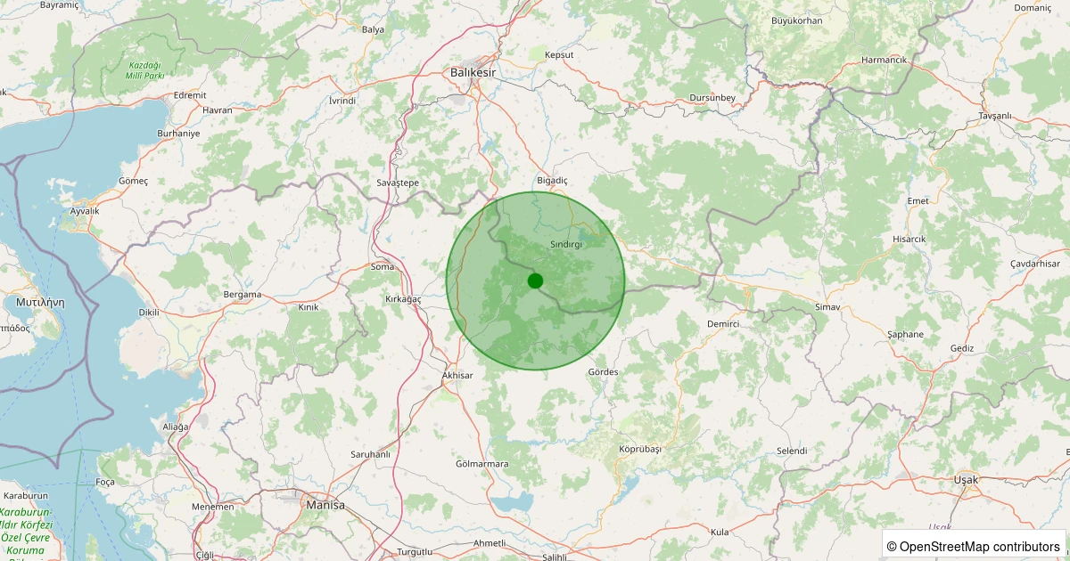 09 Kasım 2025 saat 22:13 - Sındırgı - 1.80ml depreminin harita gösterimi