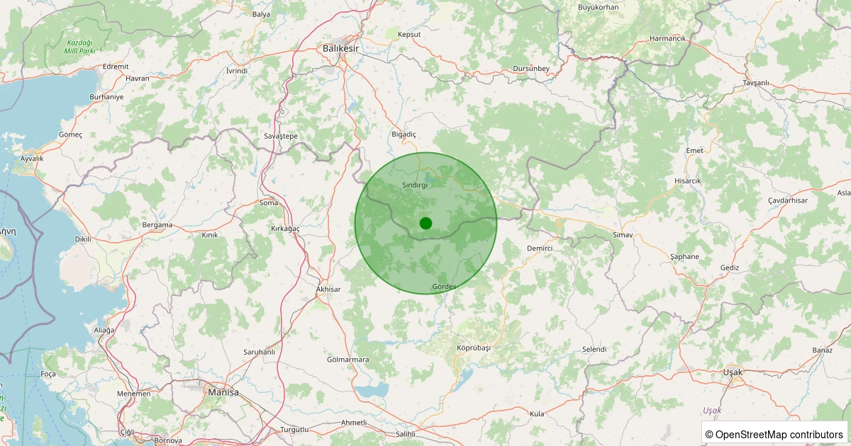 09 Kasım 2025 saat 23:07 - Sındırgı - Kınık - 1.40ml depreminin harita gösterimi