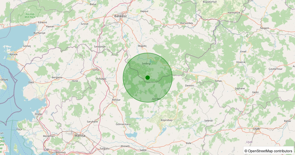 10 Kasım 2025 saat 02:40 - Sındırgı - Kınık - 1.40ml depreminin harita gösterimi