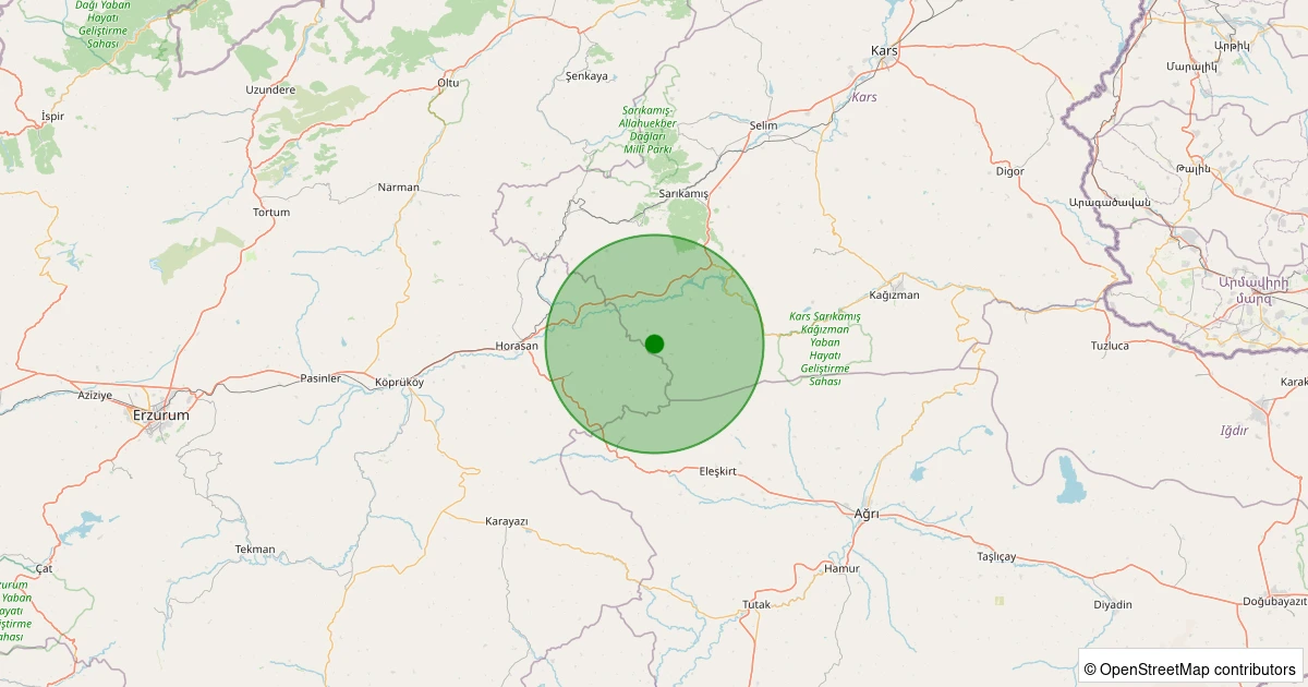 10 Kasım 2025 saat 04:17 - Sarıkamış - Eşmeçayır Köyü - 2.00ml depreminin harita gösterimi
