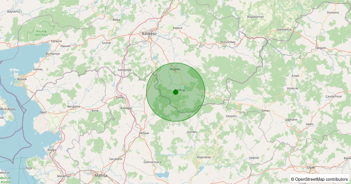 10 Kasım 2025 saat 05:33 - Sındırgı - 1.10ML depreminin harita gösterimi
