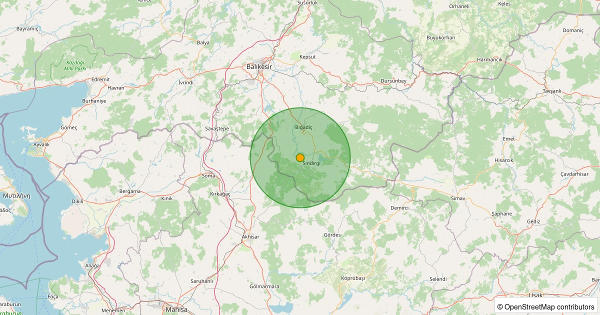 10 Kasım 2025 saat 05:48 - 4 km WNW of Sındırgı, Turkey - 4.30mb depreminin harita gösterimi