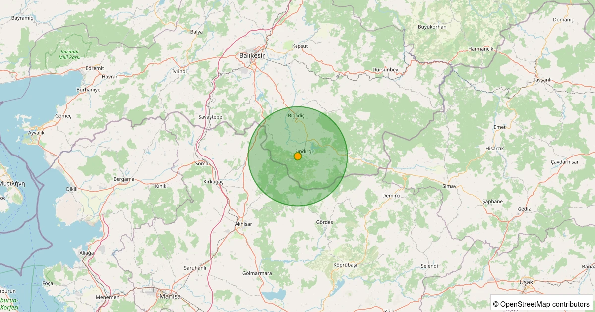10 Kasım 2025 saat 05:48 - Sındırgı - 4.70ml depreminin harita gösterimi