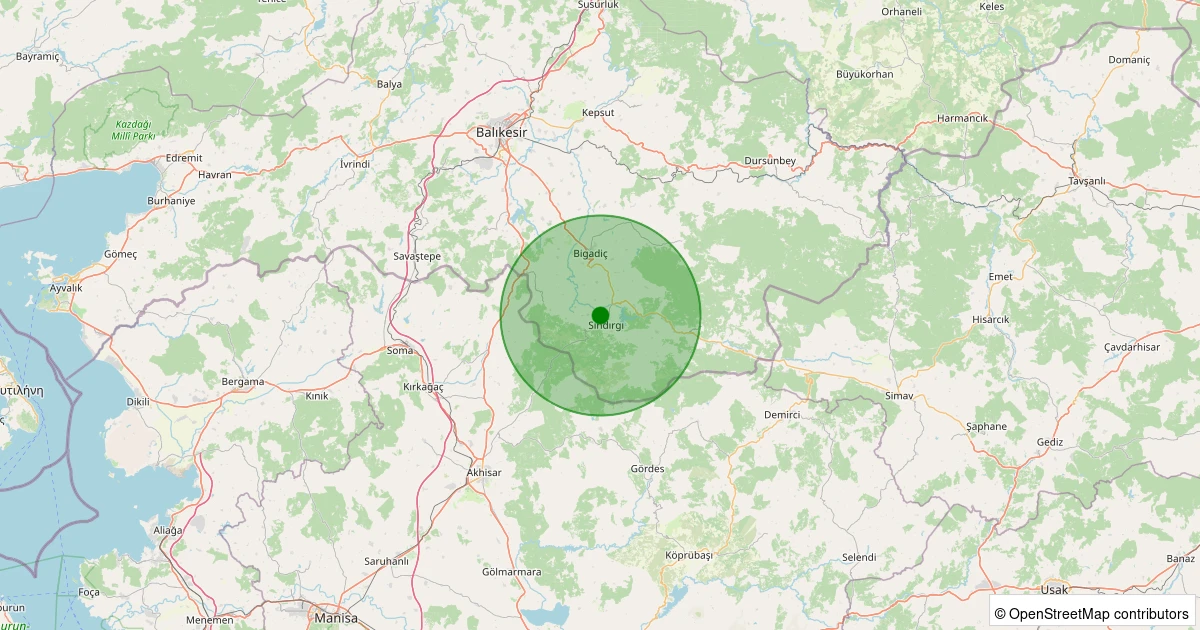 10 Kasım 2025 saat 06:10 - Sındırgı - Kurtuluş - 2.80ML depreminin harita gösterimi