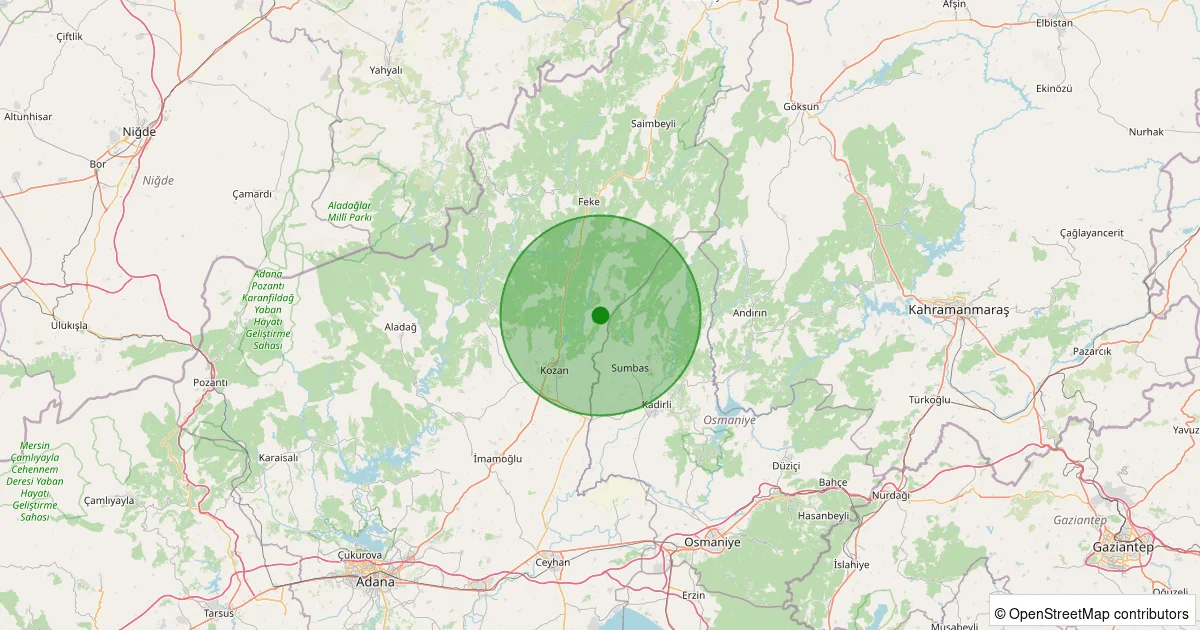 09 Ekim 2025 saat 13:54 - Kozan - Karahamzalı - 1.80ml depreminin harita gösterimi