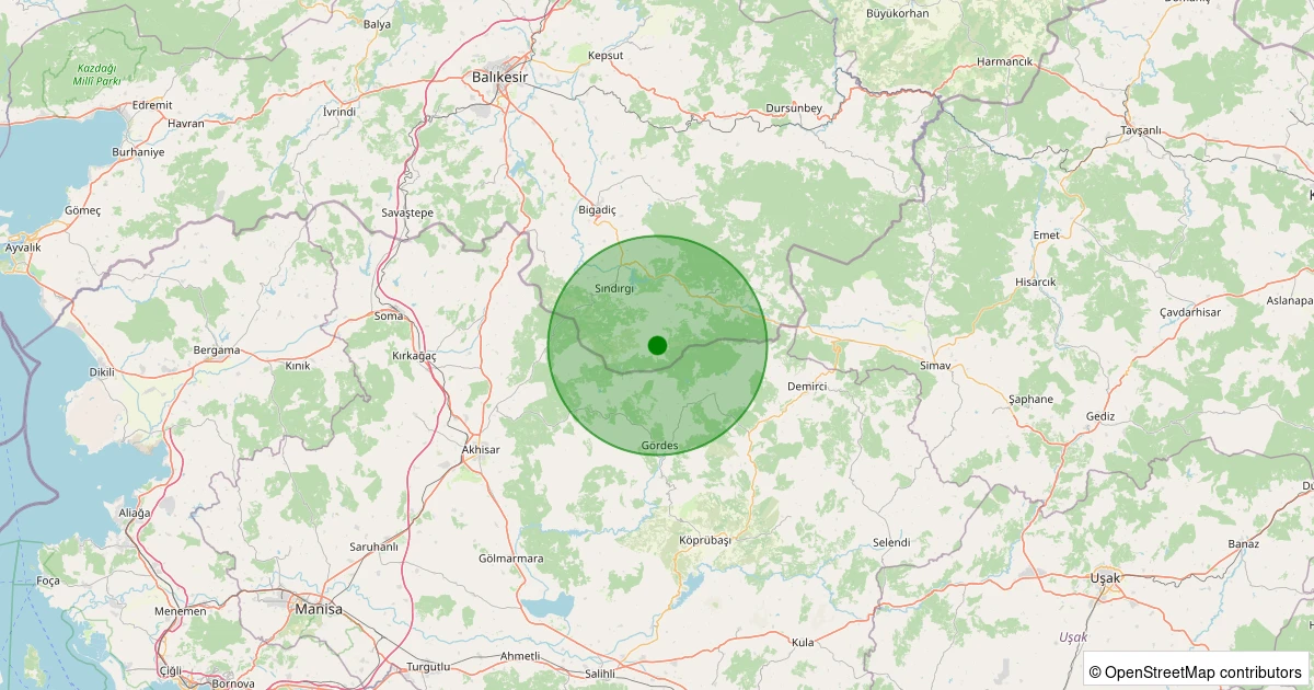 10 Kasım 2025 saat 08:05 - Sındırgı - Yüreğil/Merkez - 1.90ml depreminin harita gösterimi
