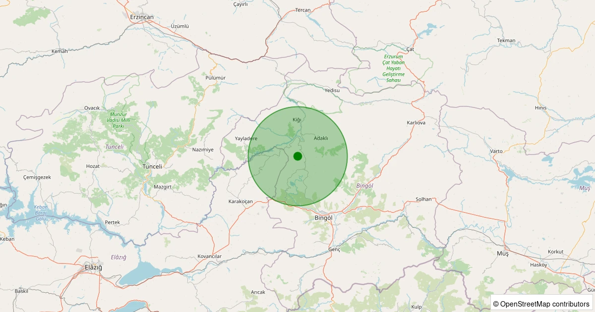 10 Kasım 2025 saat 08:20 - Kiğı - Nacaklı Köyü - 2.30ml depreminin harita gösterimi