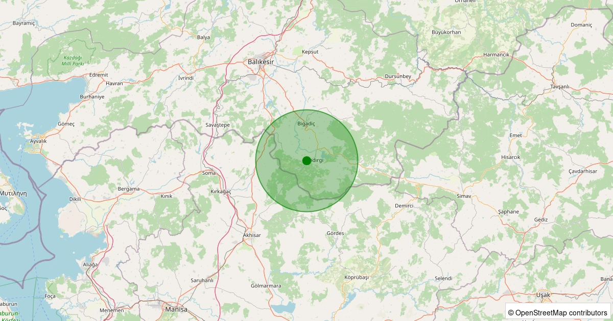 10 Kasım 2025 saat 09:29 - Sındırgı - 3.10ml depreminin harita gösterimi