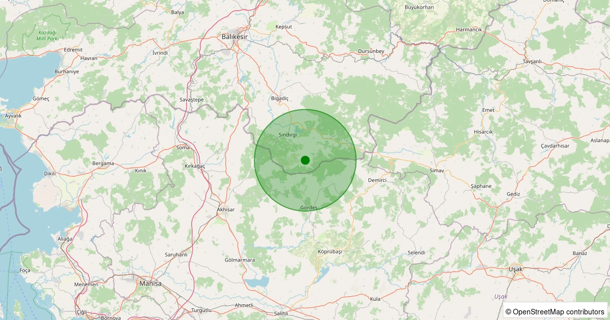 10 Kasım 2025 saat 10:13 - Sındırgı - Işıklar - 2.50ml depreminin harita gösterimi