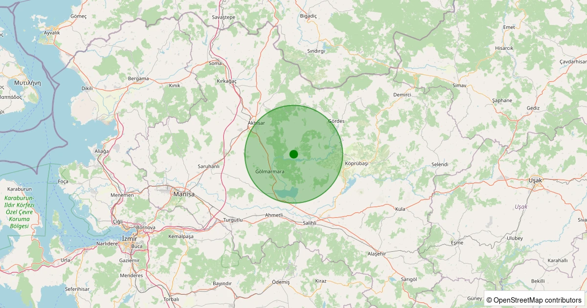 10 Kasım 2025 saat 09:51 - Gördes - Çağlayan - 1.00ml depreminin harita gösterimi