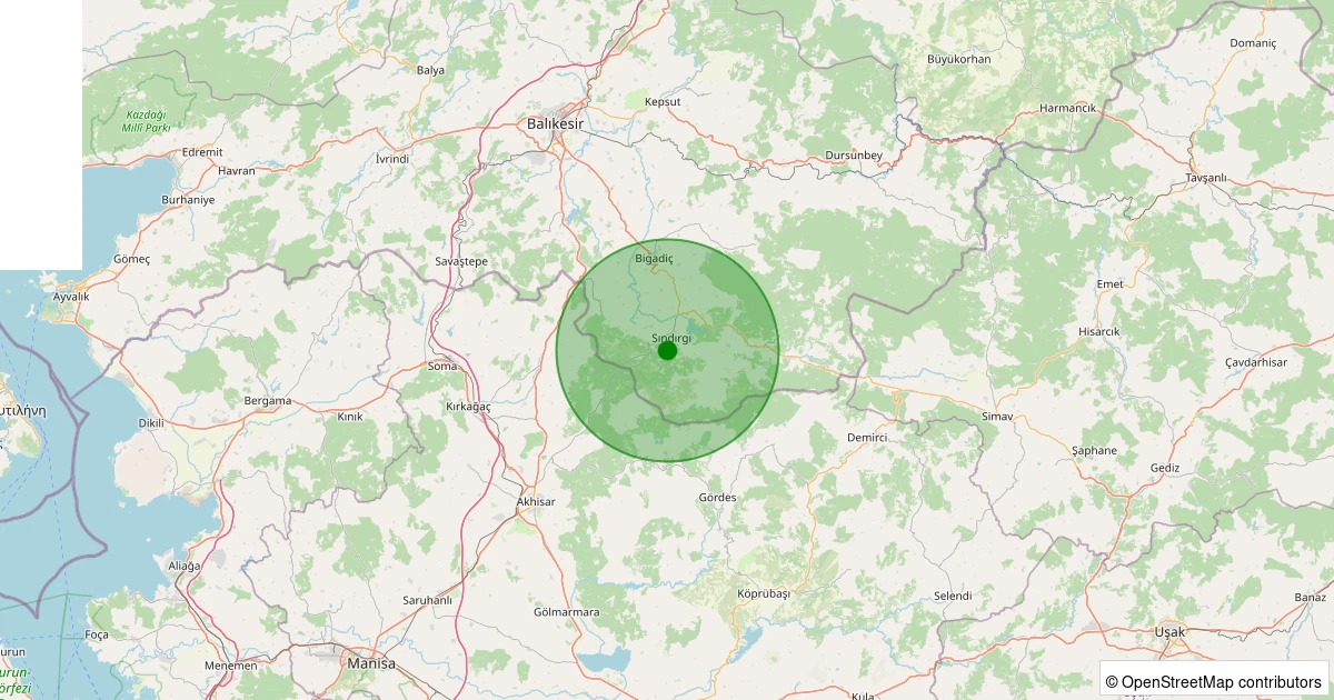10 Kasım 2025 saat 10:14 - Sındırgı - Yaylacık - 1.70ml depreminin harita gösterimi