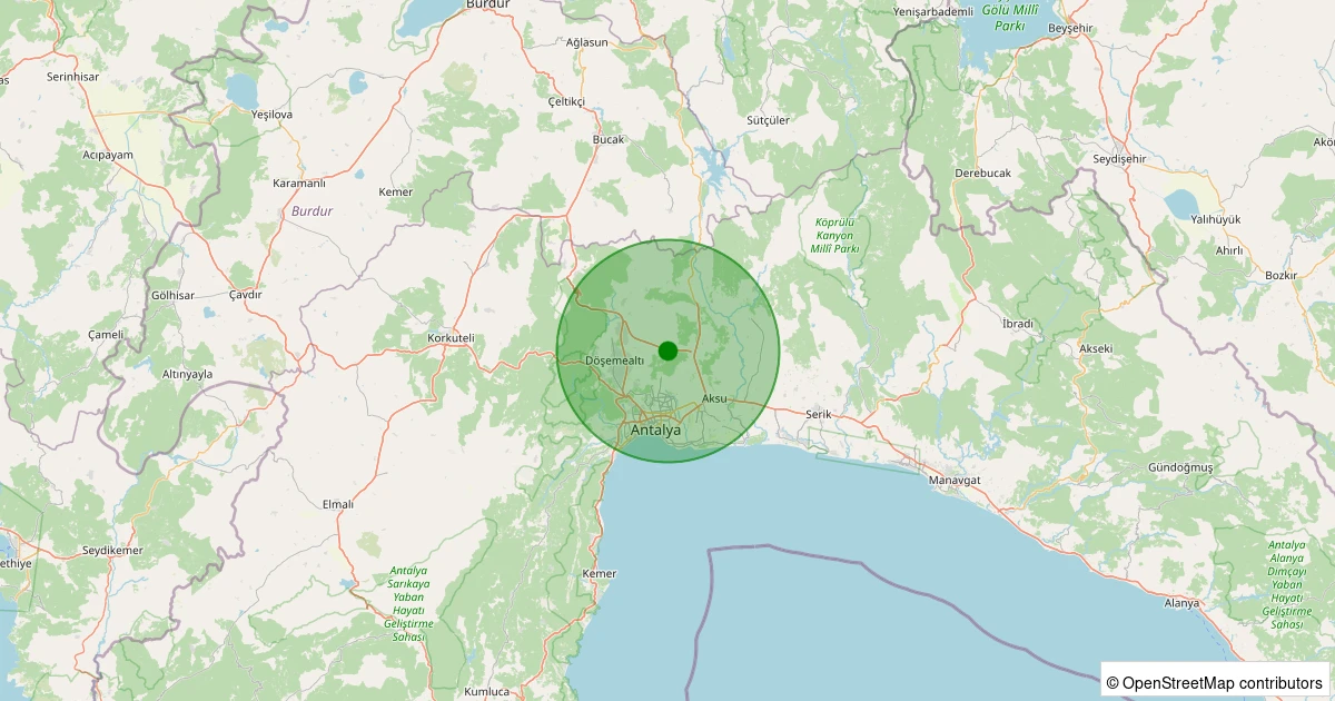10 Kasım 2025 saat 10:41 - Kepez - Çamlıca - 1.70ml depreminin harita gösterimi