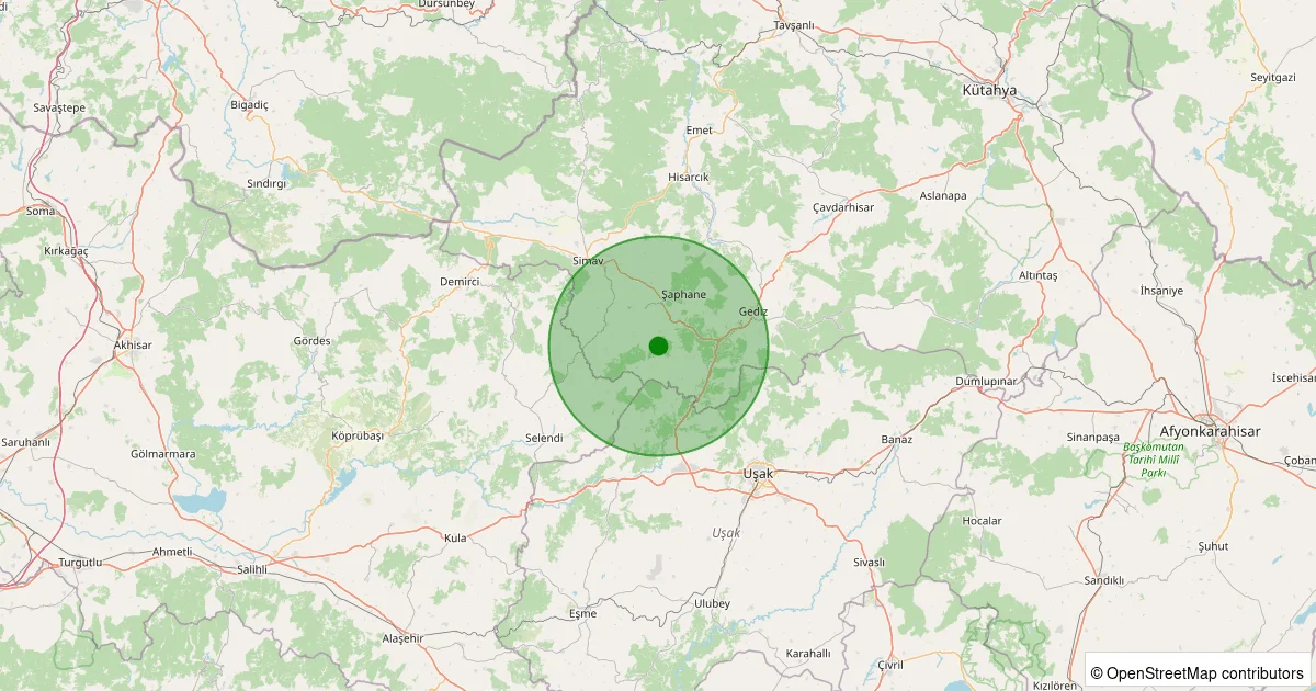 09 Ekim 2025 saat 16:33 - Şaphane - Kızılkoltuk Köyü - 1.30ml depreminin harita gösterimi