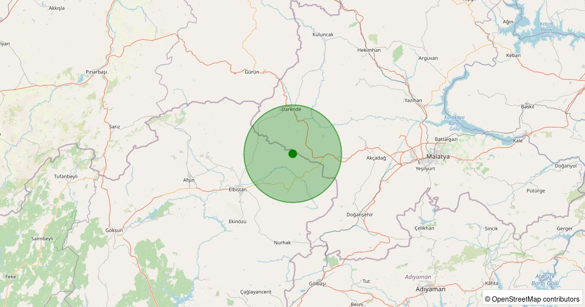 10 Kasım 2025 saat 15:13 - Darende - Ulupınar-Armutlu - 1.60ml depreminin harita gösterimi