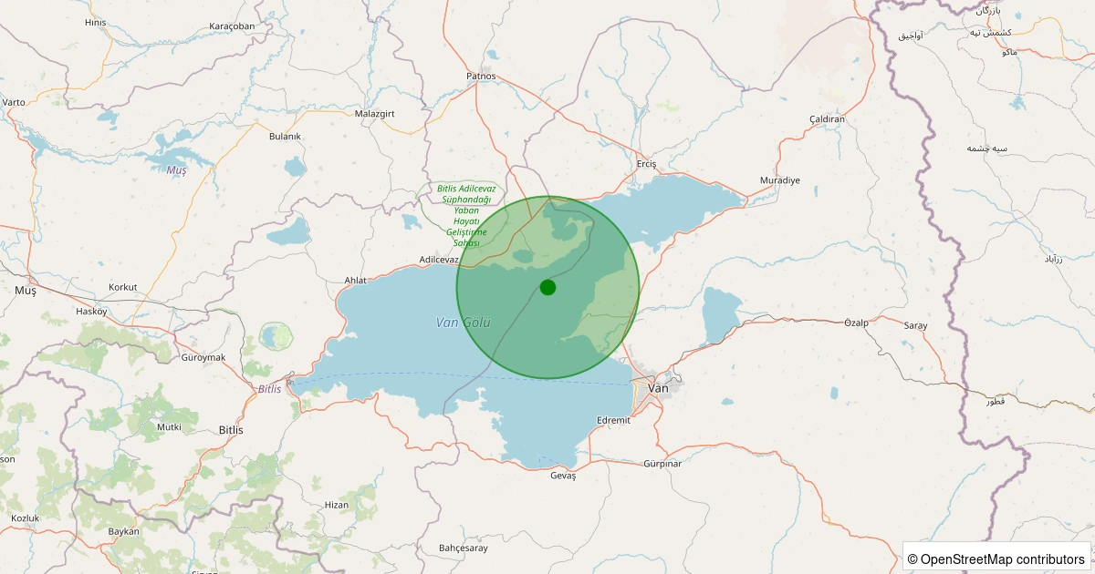 10 Kasım 2025 saat 17:50 - Adilcevaz - 1.80ml depreminin harita gösterimi
