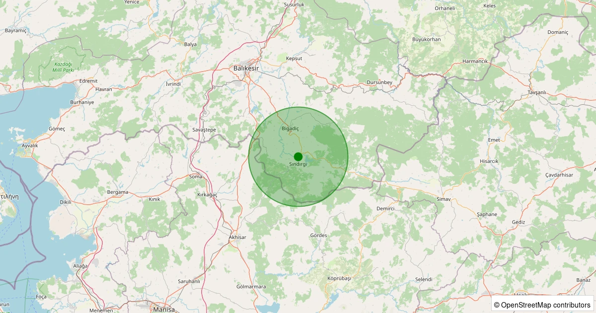 10 Kasım 2025 saat 20:16 - Sındırgı - Kurtuluş - 1.60ml depreminin harita gösterimi