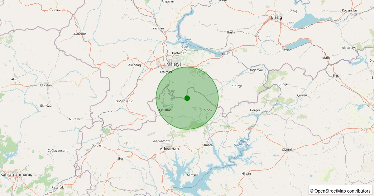 09 Ekim 2025 saat 19:03 - Sincik - Karaköse Köyü - 2.20ml depreminin harita gösterimi