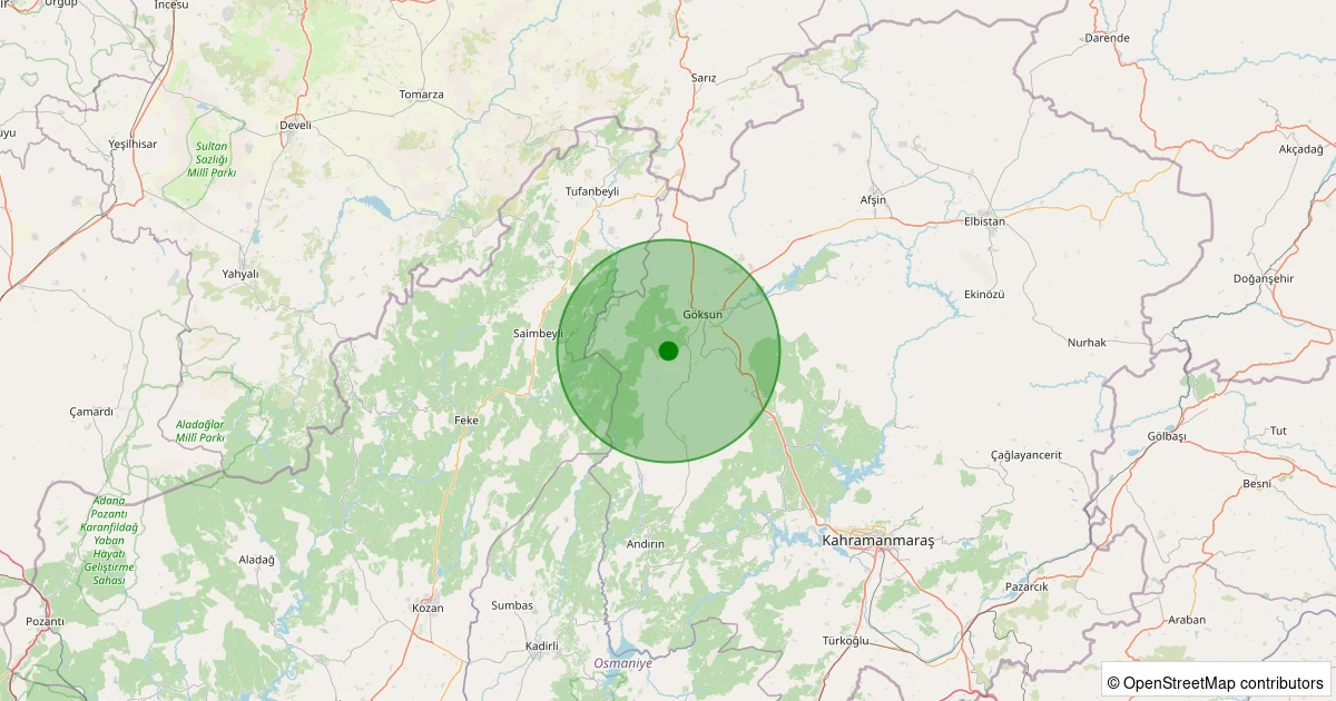 11 Kasım 2025 saat 03:40 - Göksun - Hacıkodal - 3.60ml depreminin harita gösterimi