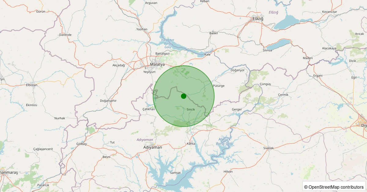 11 Kasım 2025 saat 05:44 - Sincik - Arıkonak Köyü - 2.10ml depreminin harita gösterimi
