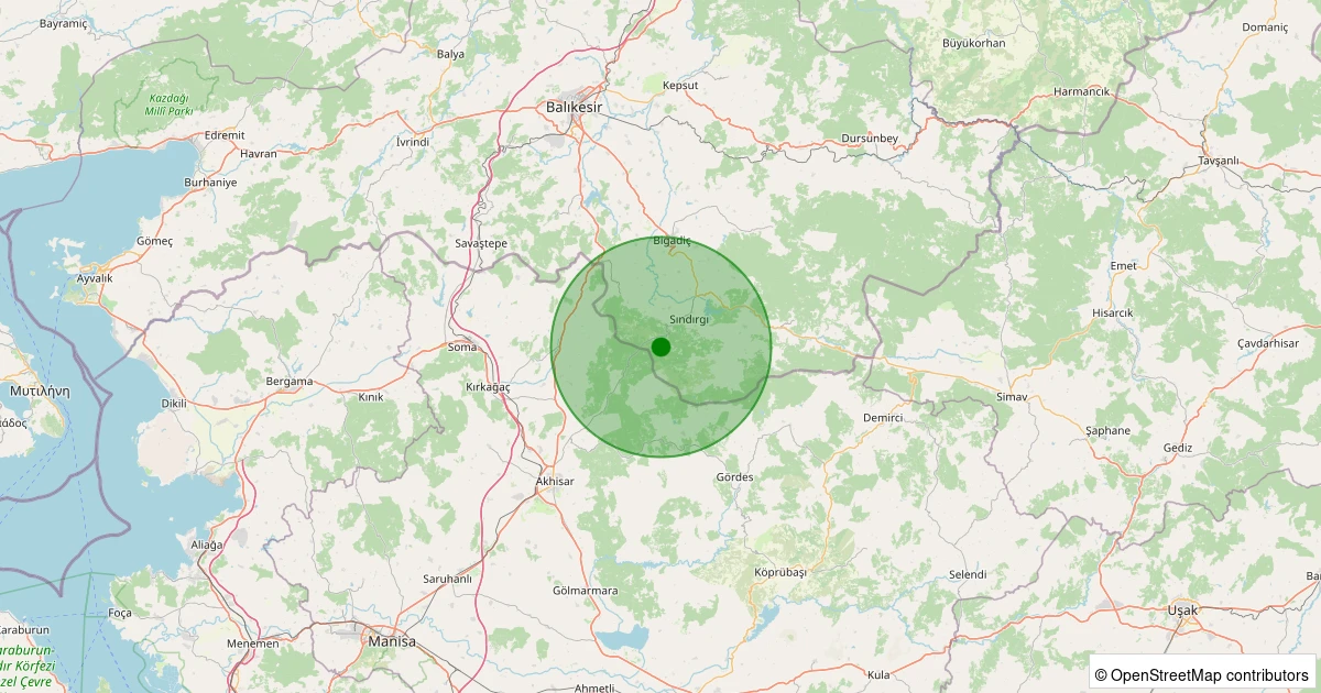 11 Kasım 2025 saat 06:51 - Sındırgı - Kertil - 1.50ml depreminin harita gösterimi
