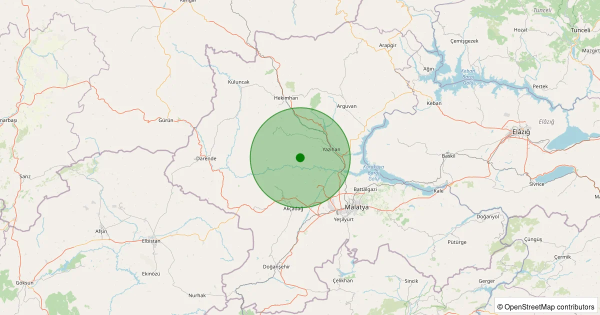 09 Ekim 2025 saat 22:53 - Yazıhan - İriağaç - 1.60ml depreminin harita gösterimi