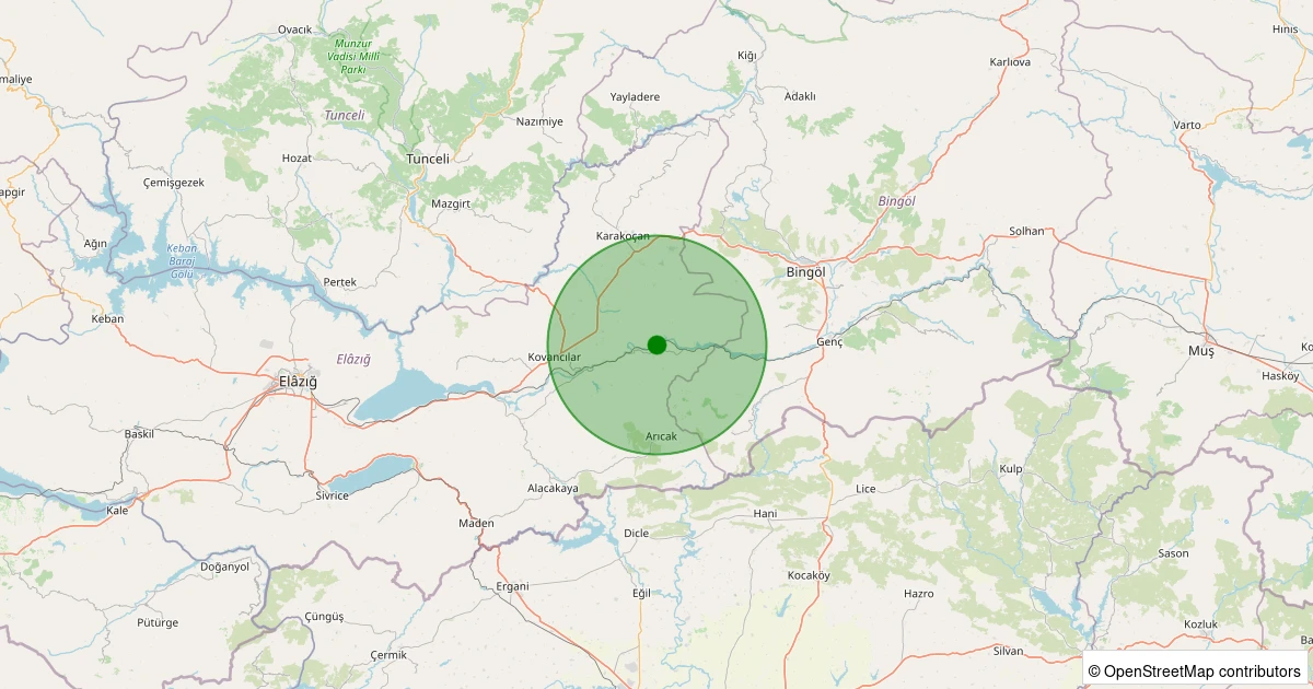 11 Kasım 2025 saat 09:12 - Palu - Köklüce Köyü - 2.30ml depreminin harita gösterimi
