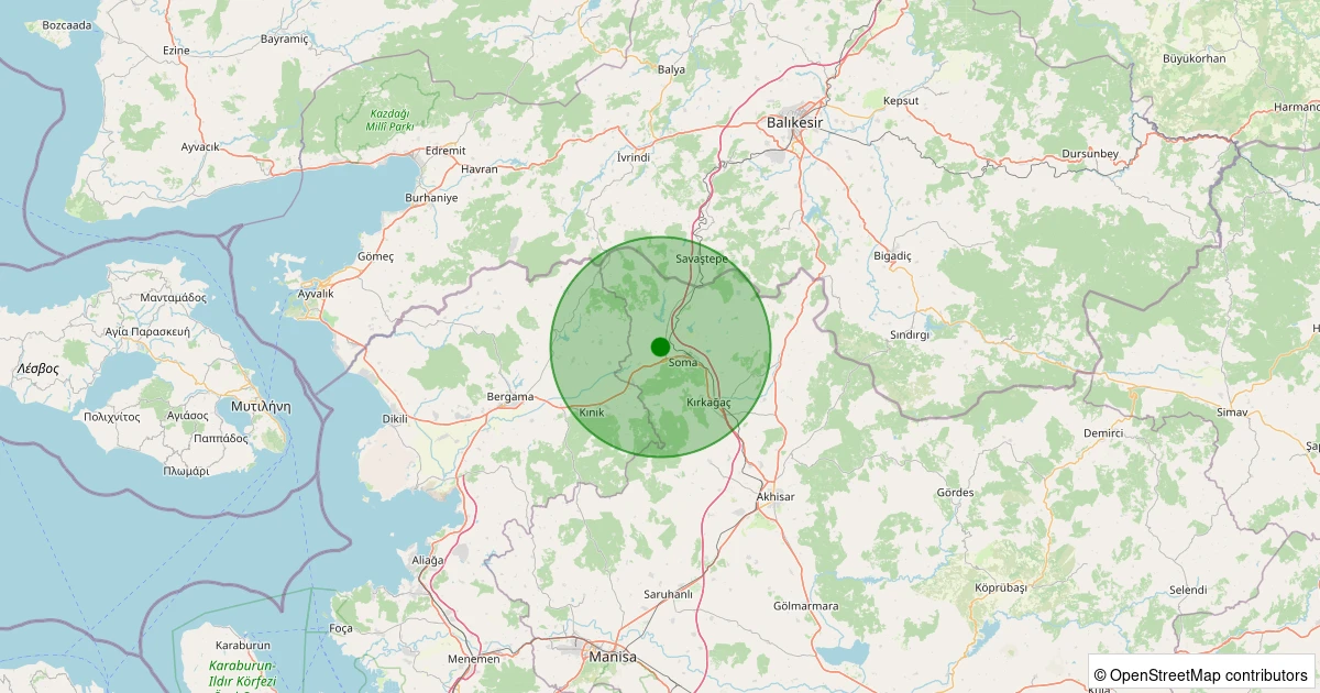 11 Kasım 2025 saat 11:34 - Soma - Dualar - 1.70ml depreminin harita gösterimi